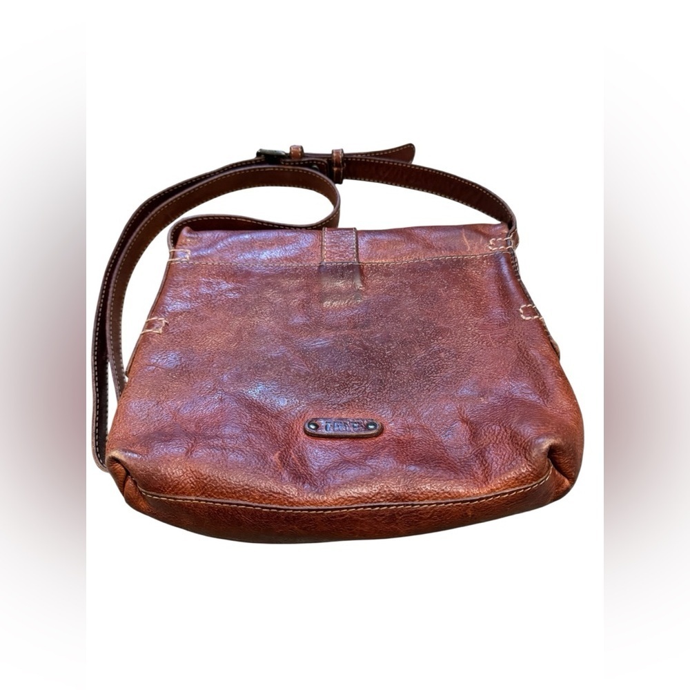 FRYE Artisan Red Leather Fold Over Crossbody Bag Purse - Picture 2 of 16